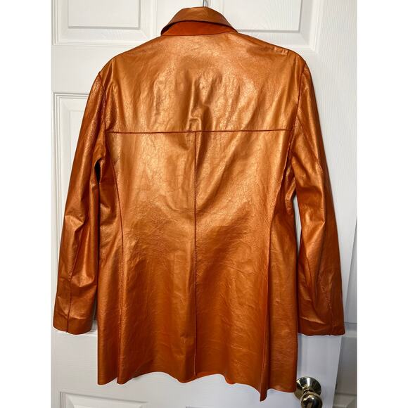 New Guy Fulop Leather Orange Reversible Made Italy Jacket Vacation Womens MED - Picture 4 of 7